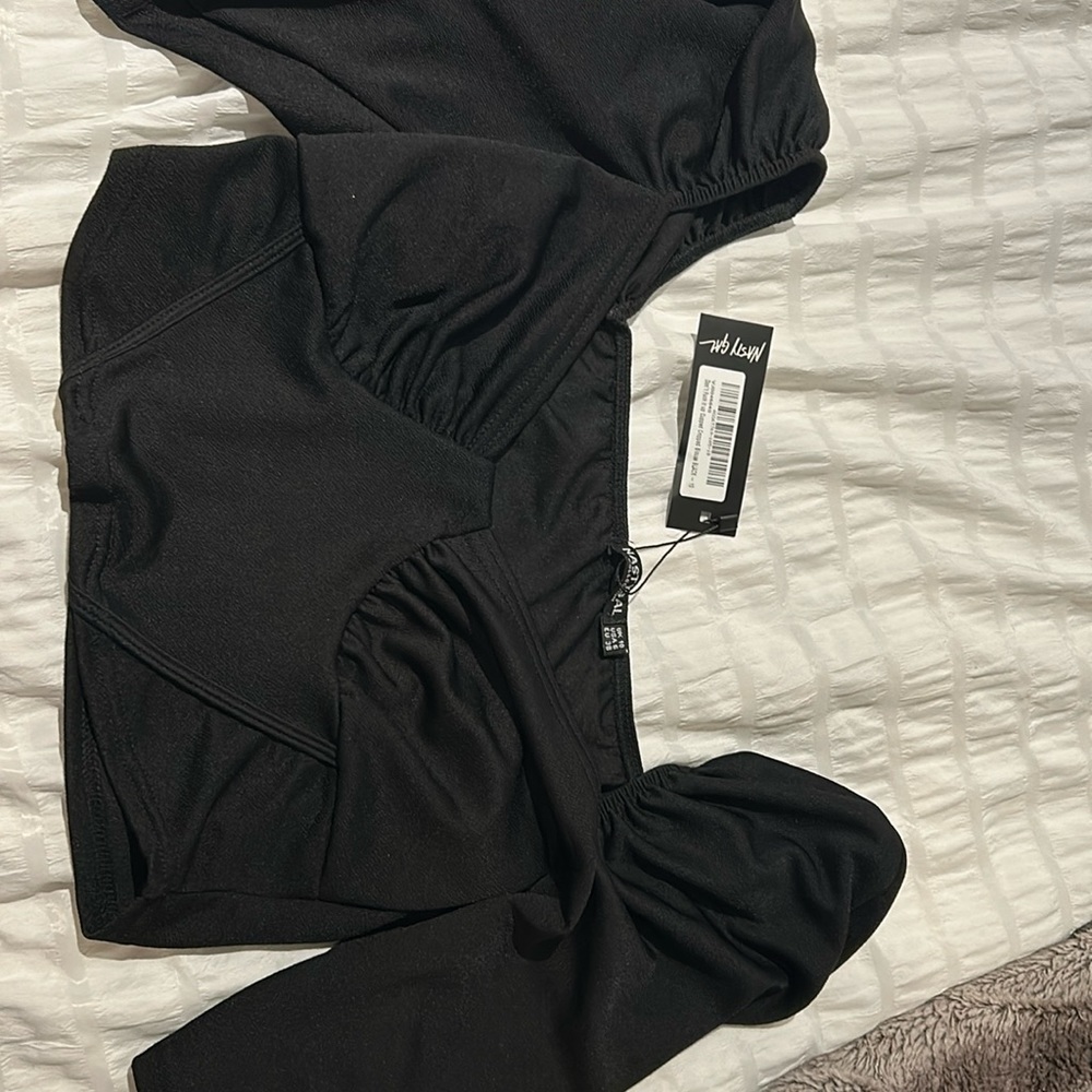 Black nasty gal cropped blouse size 6